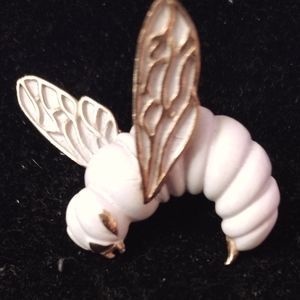 Vintage White Bee Brooch